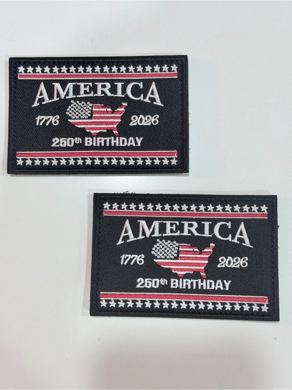 America 250th Birthday Patch - Black and Red Celebration Patch